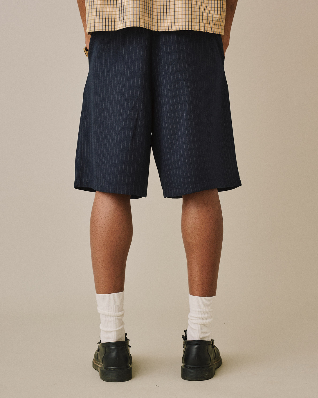 Relaxed Suit Shorts - Navy Stripe