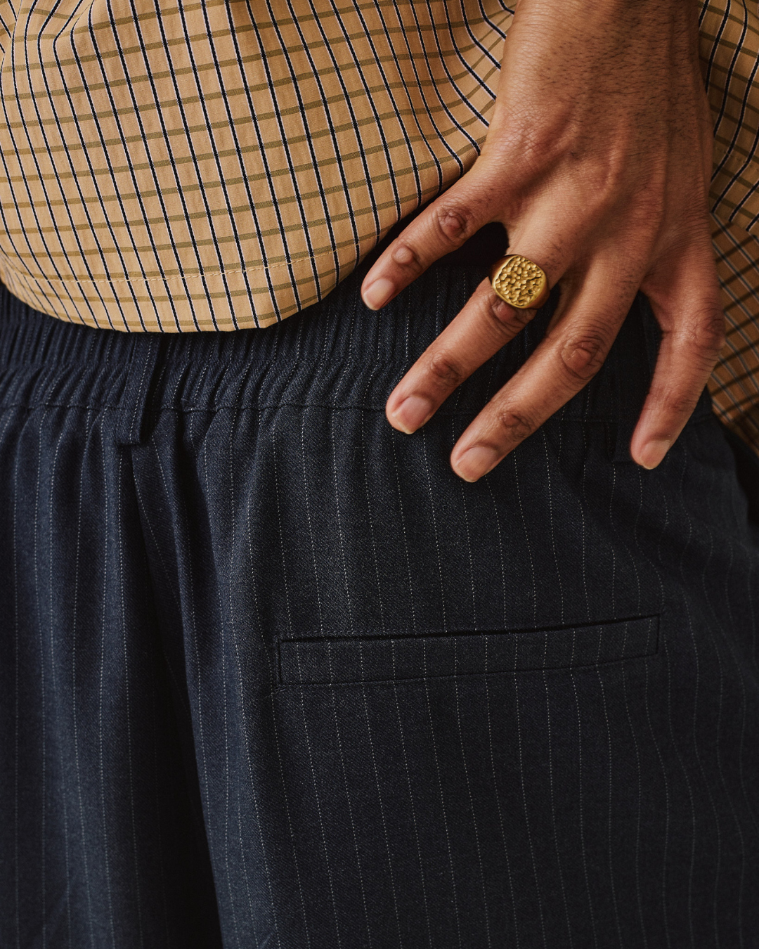Relaxed Suit Shorts - Navy Stripe