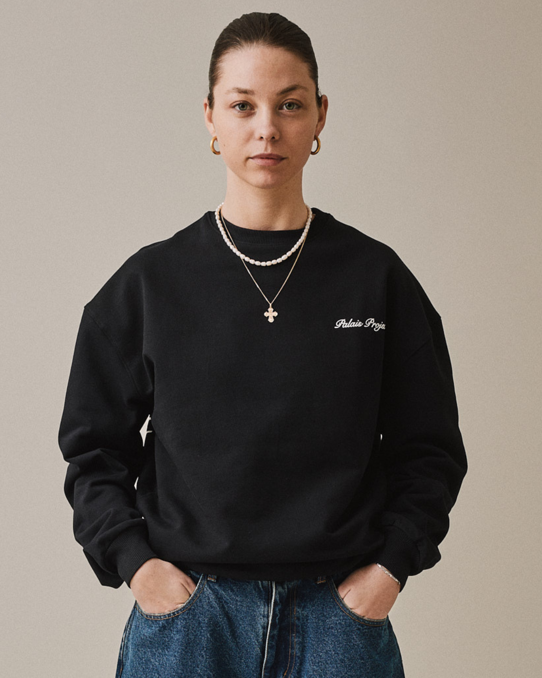 Box Fit Grand Palais Heavy Crewneck - Black