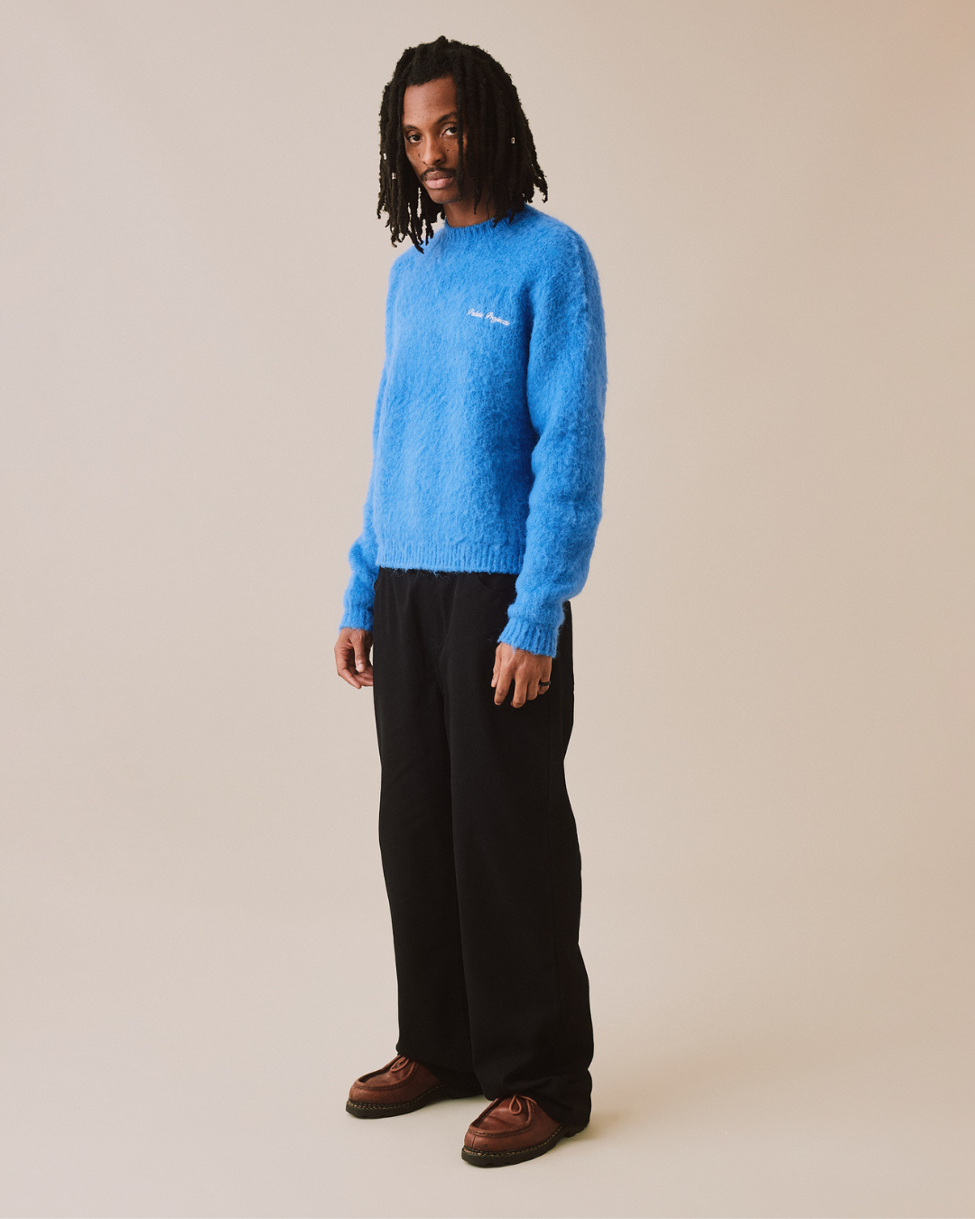 Knit O-Neck Sweater - Blue