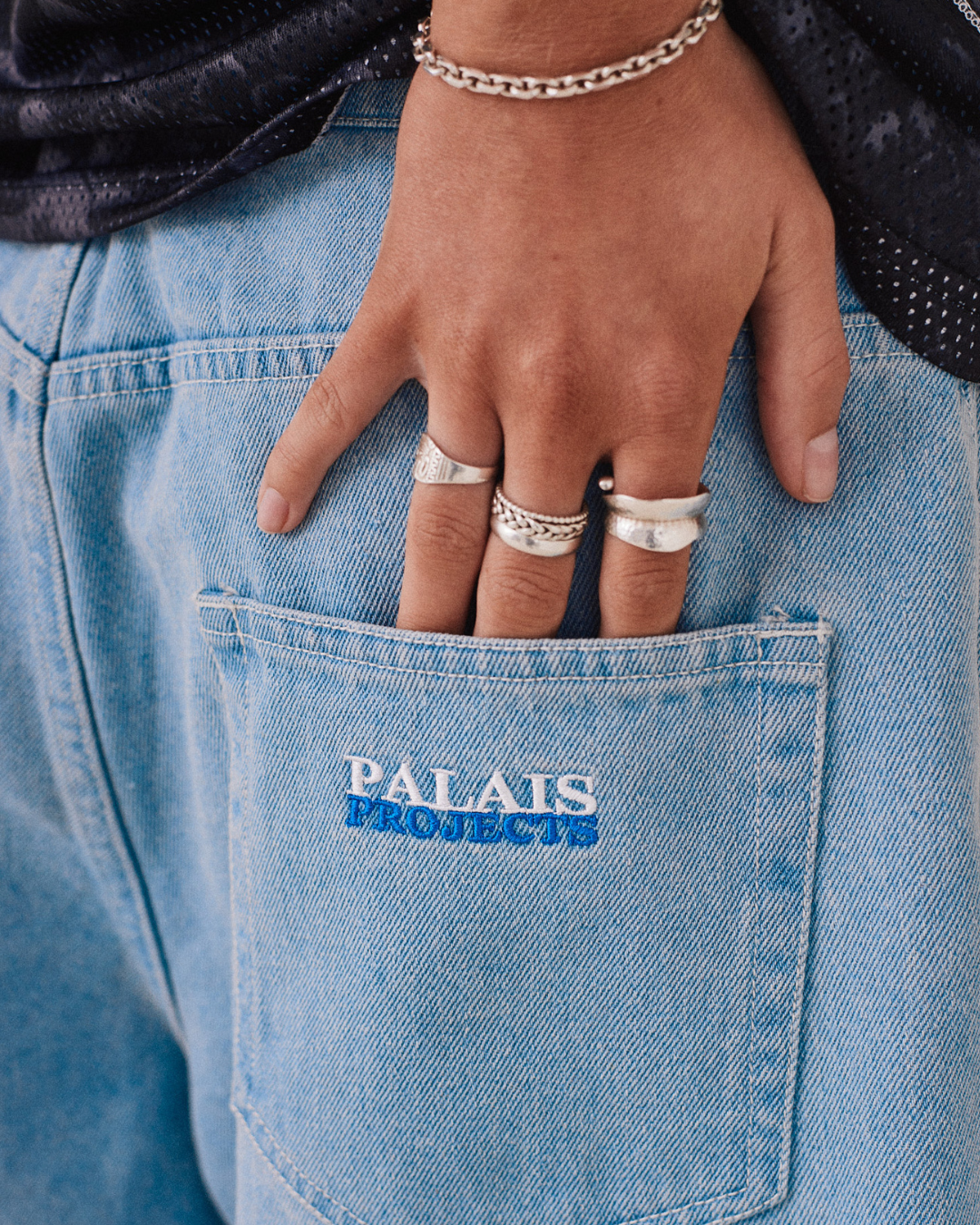 Baggy Denim Jorts - Light Blue