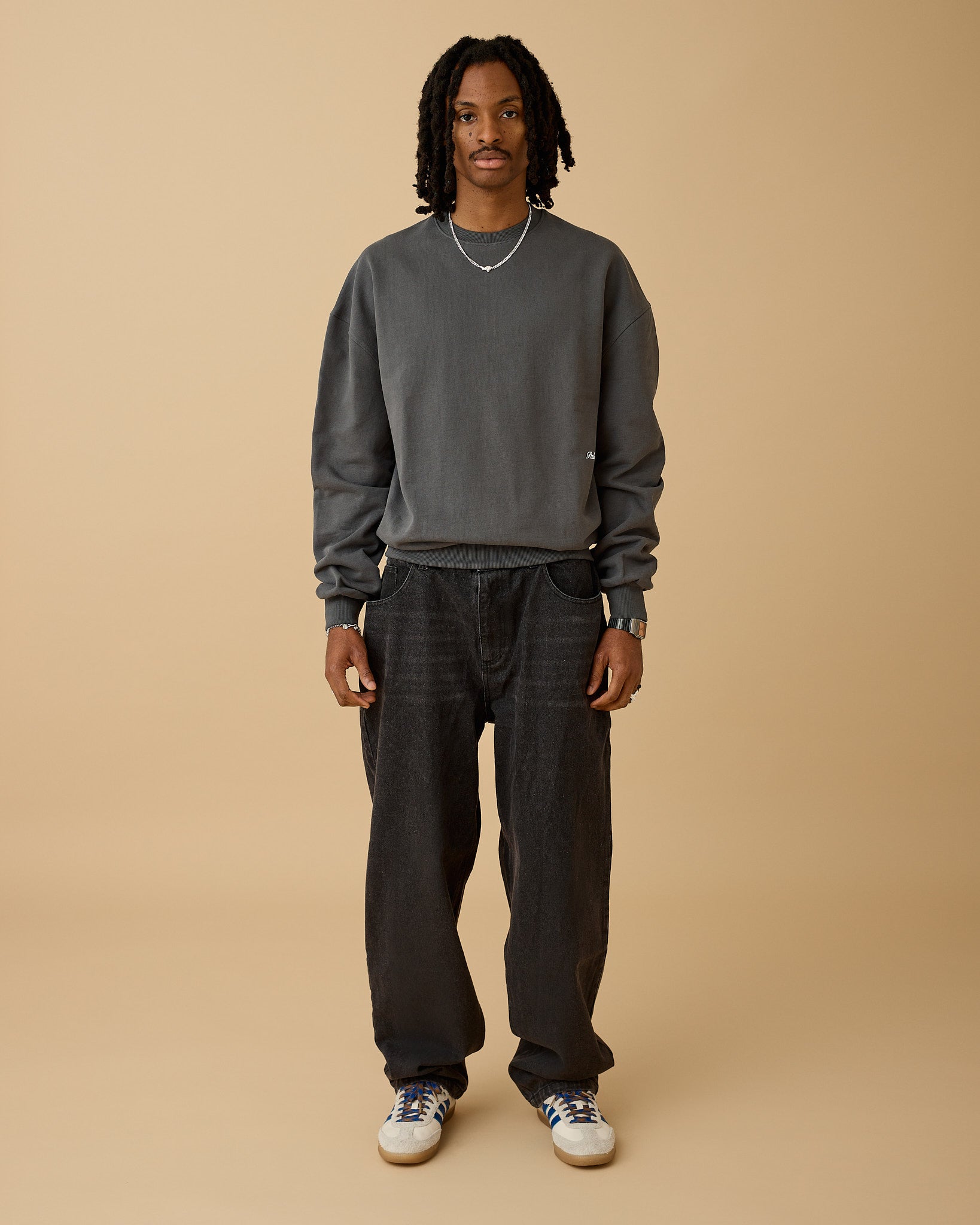 Essential Box Fit Heavy Crewneck - Dark Grey