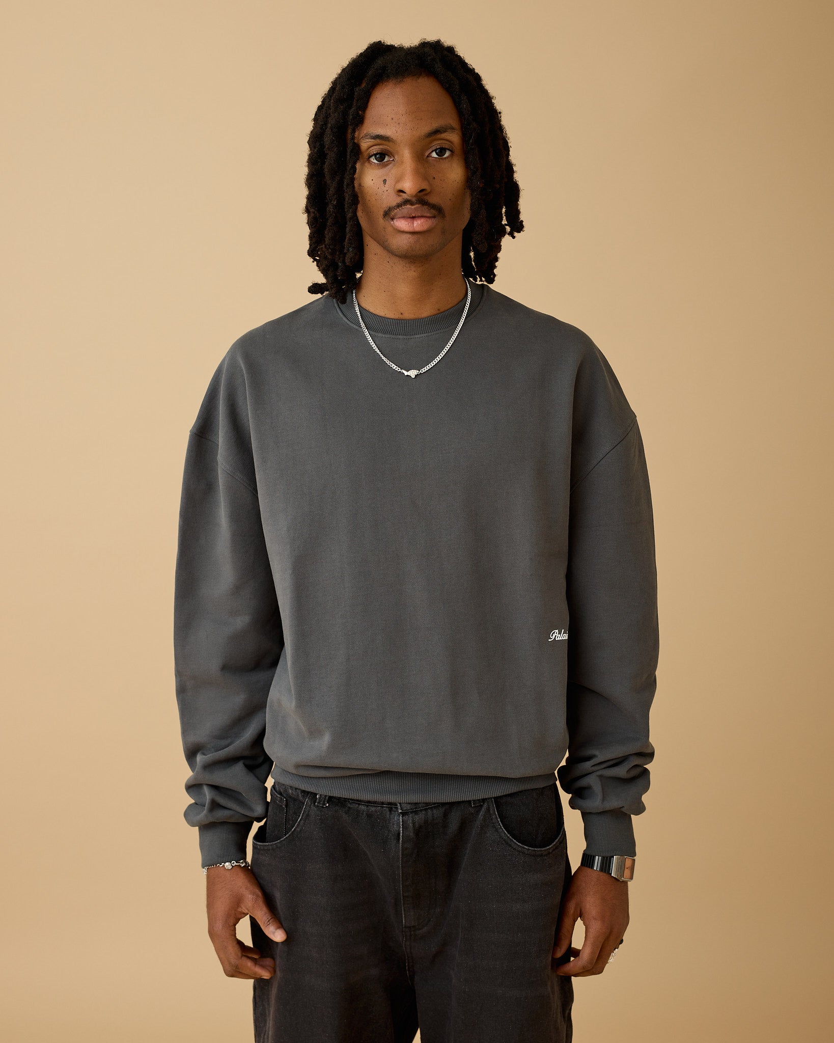 Essential Box Fit Heavy Crewneck - Dark Grey