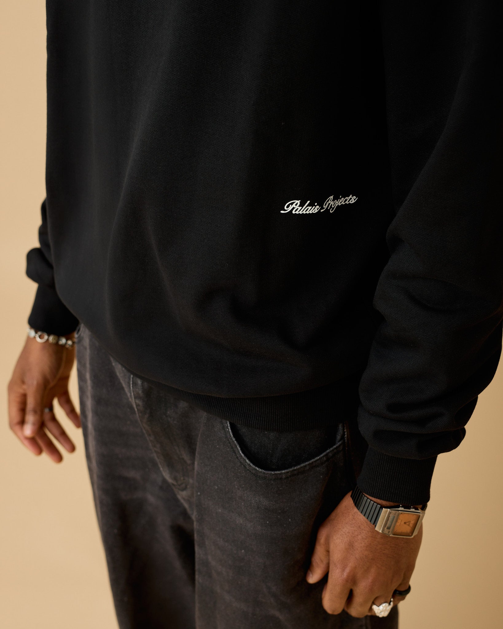Essential Box Fit Heavy Crewneck - Black