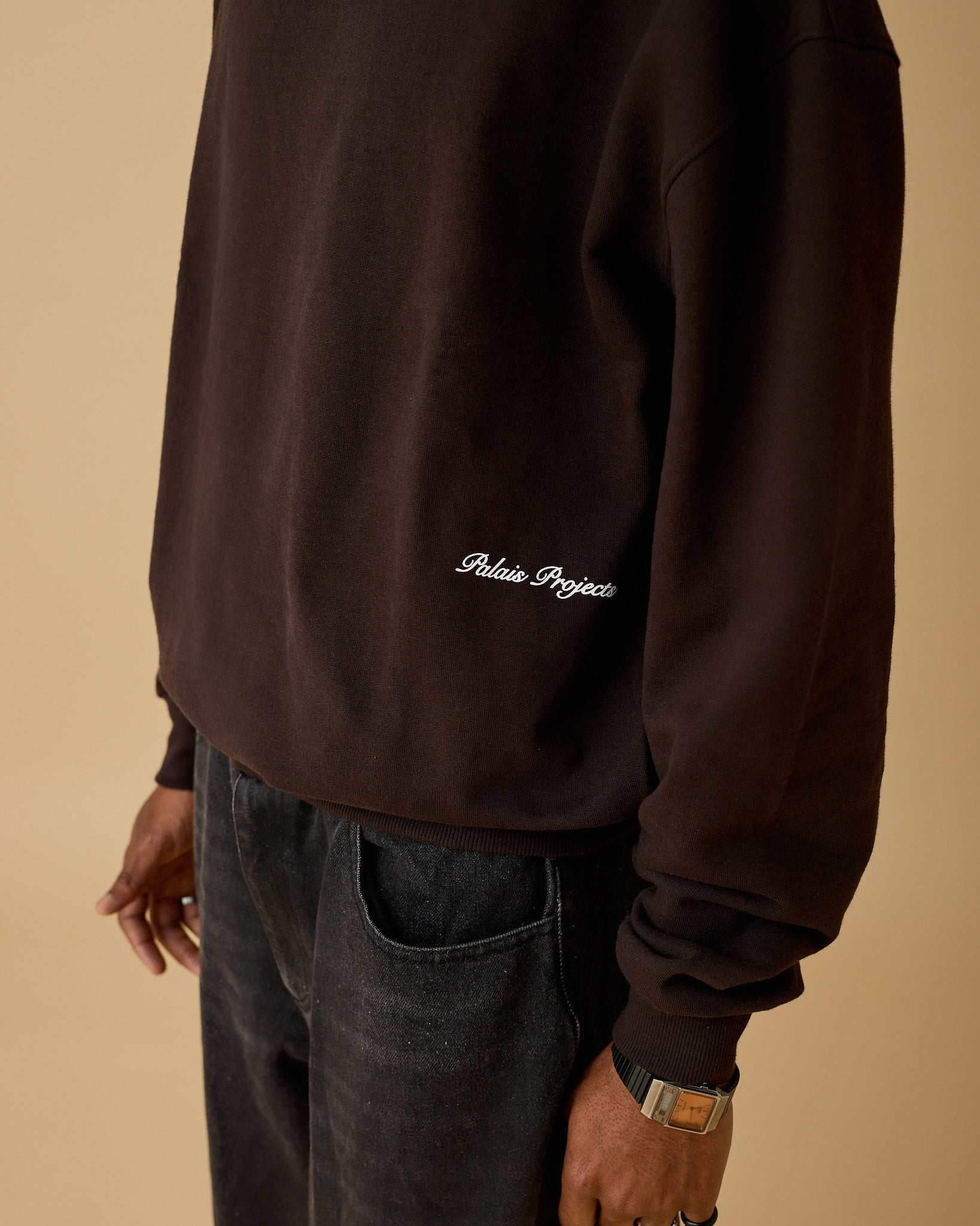 Essential Box Fit Heavy Crewneck - Mocha Brown