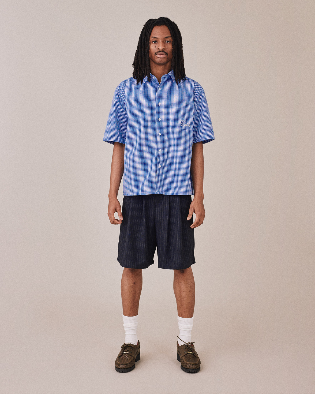 SS Checkered Tennis Shirt - Blue