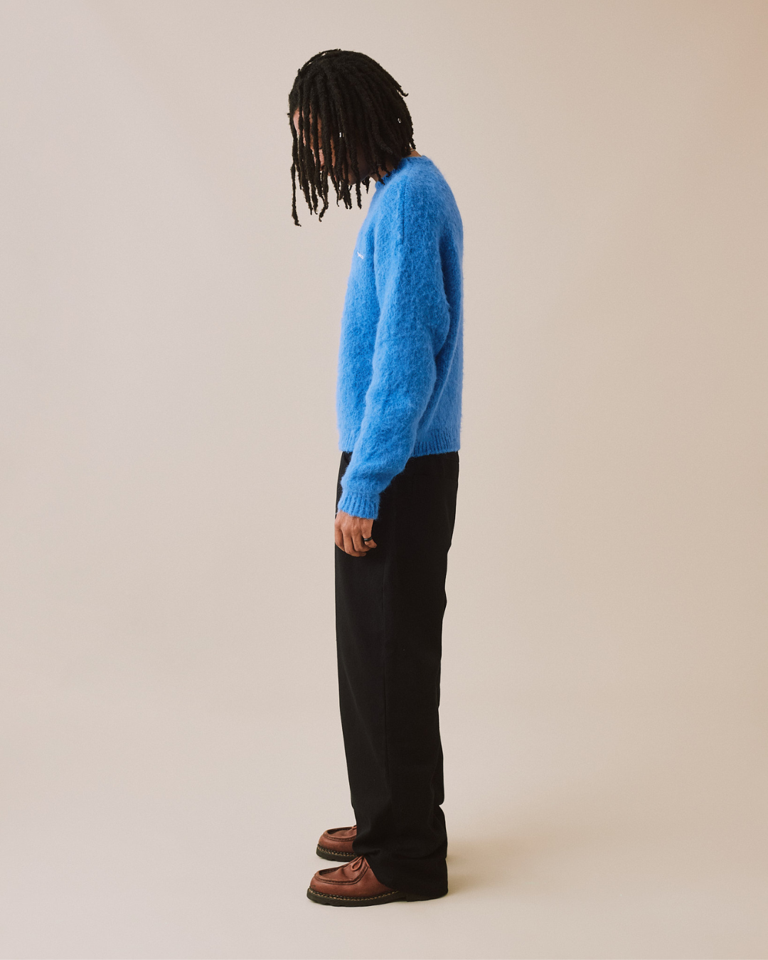 Knit O-Neck Sweater - Blue