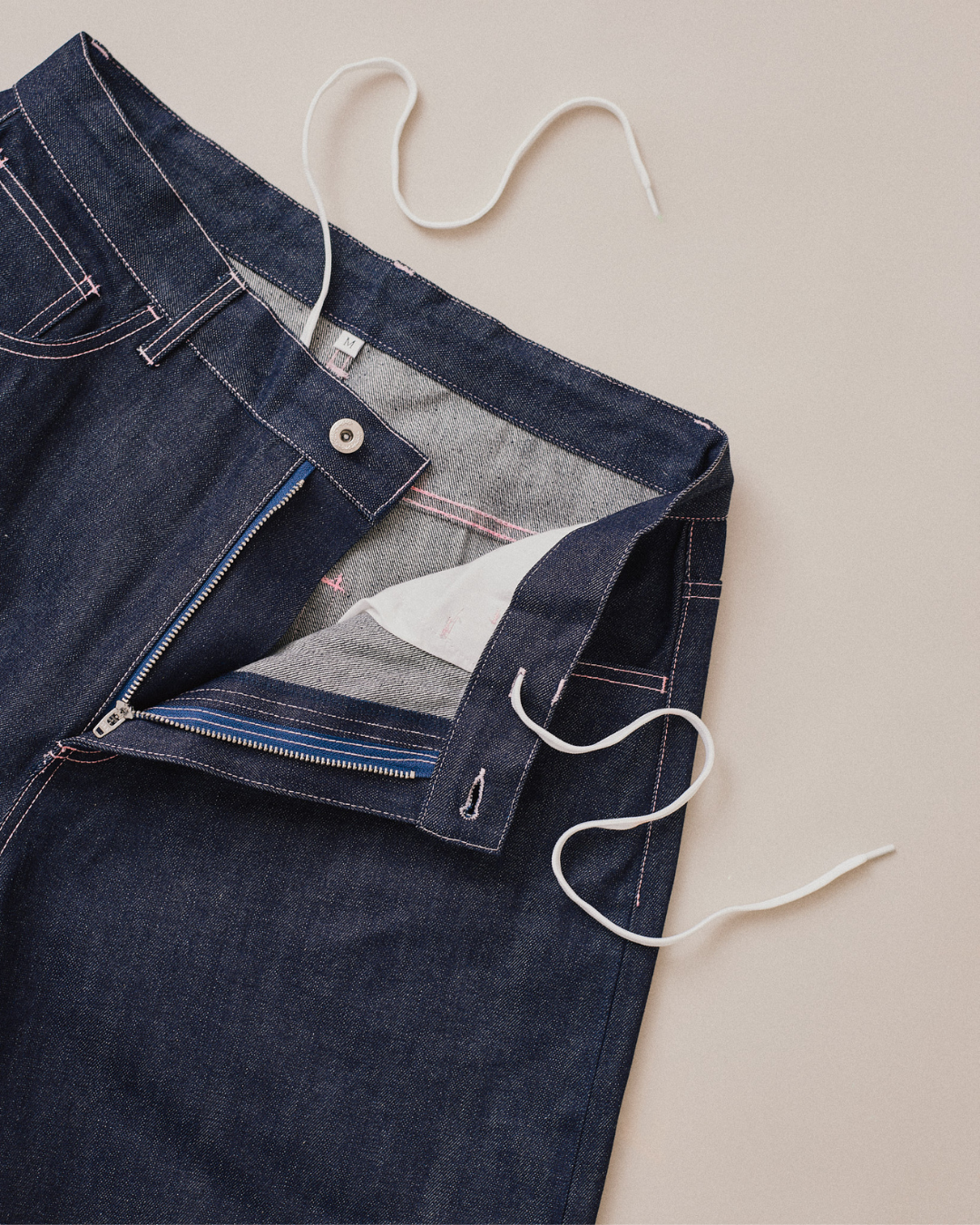 Baggy Selvedge Jorts - Pink stitch