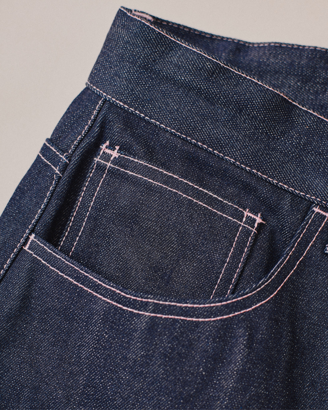 Baggy Selvedge Jorts - Pink stitch