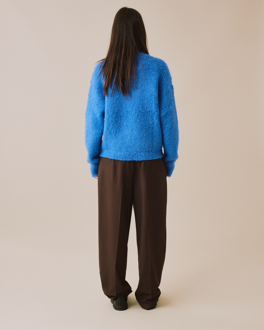 Knit O-Neck Sweater - Blue