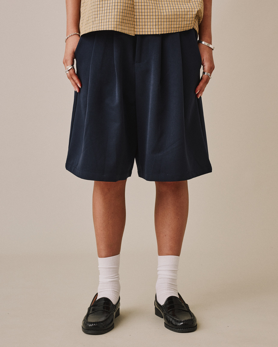 Relaxed Suit Shorts - Navy