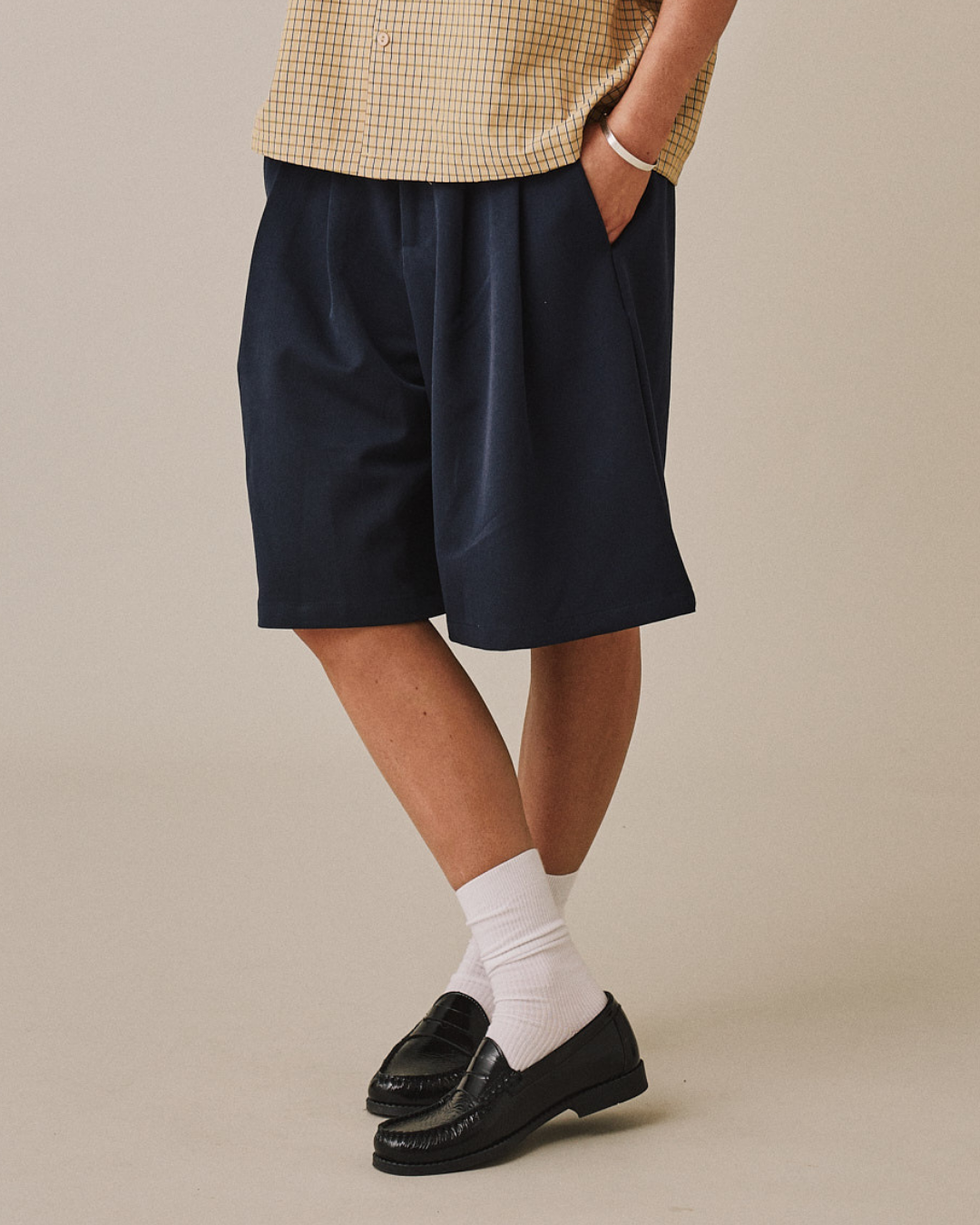 Relaxed Suit Shorts - Navy