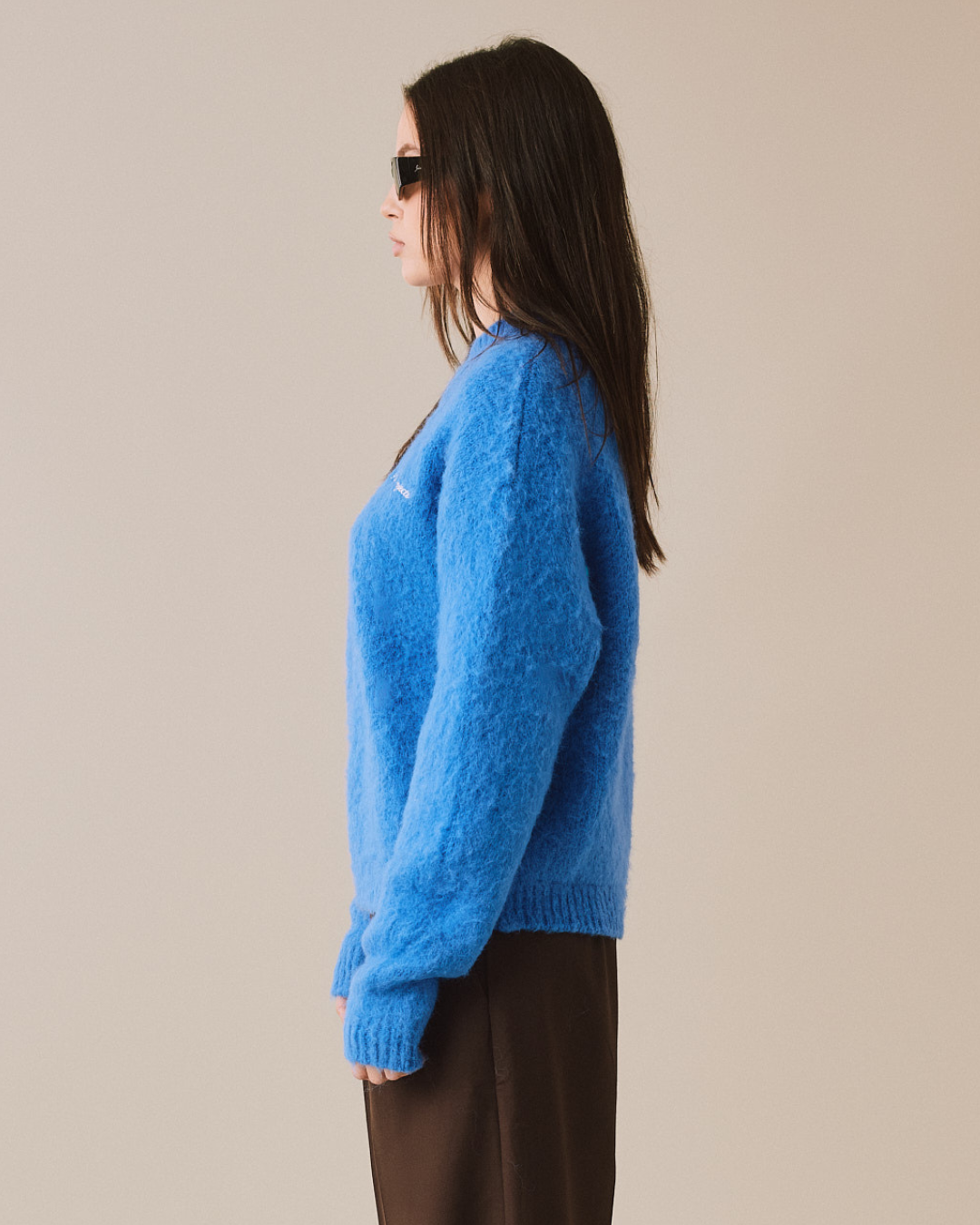 Knit O-Neck Sweater - Blue