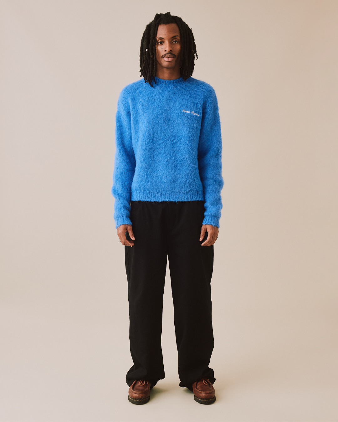 Knit O-Neck Sweater - Blue
