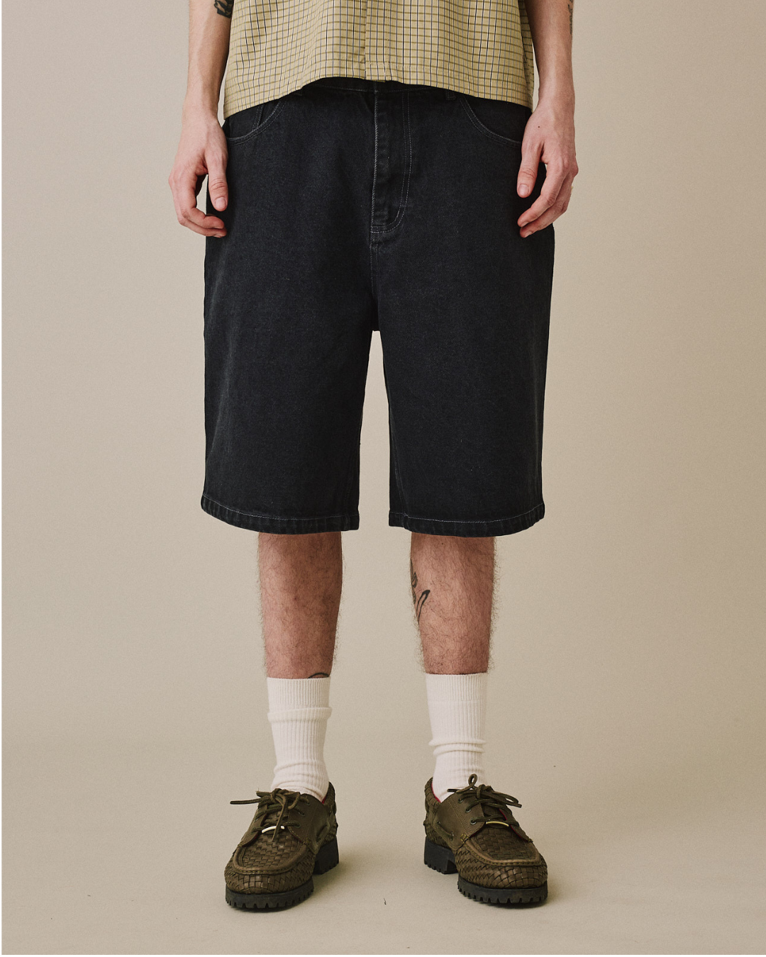 Baggy Denim Jorts - Black