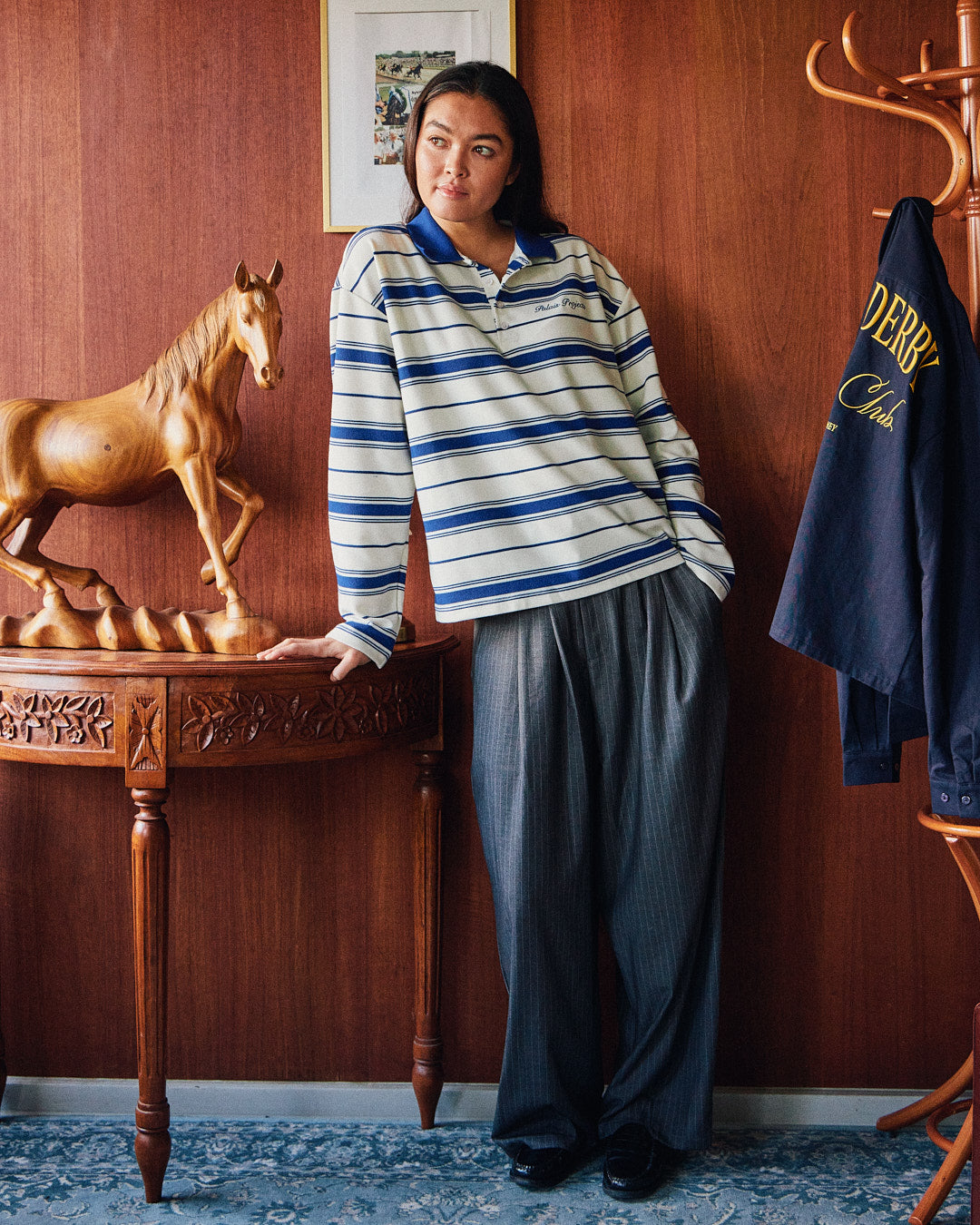 LS Polo Shirt - Blue/White Stripe