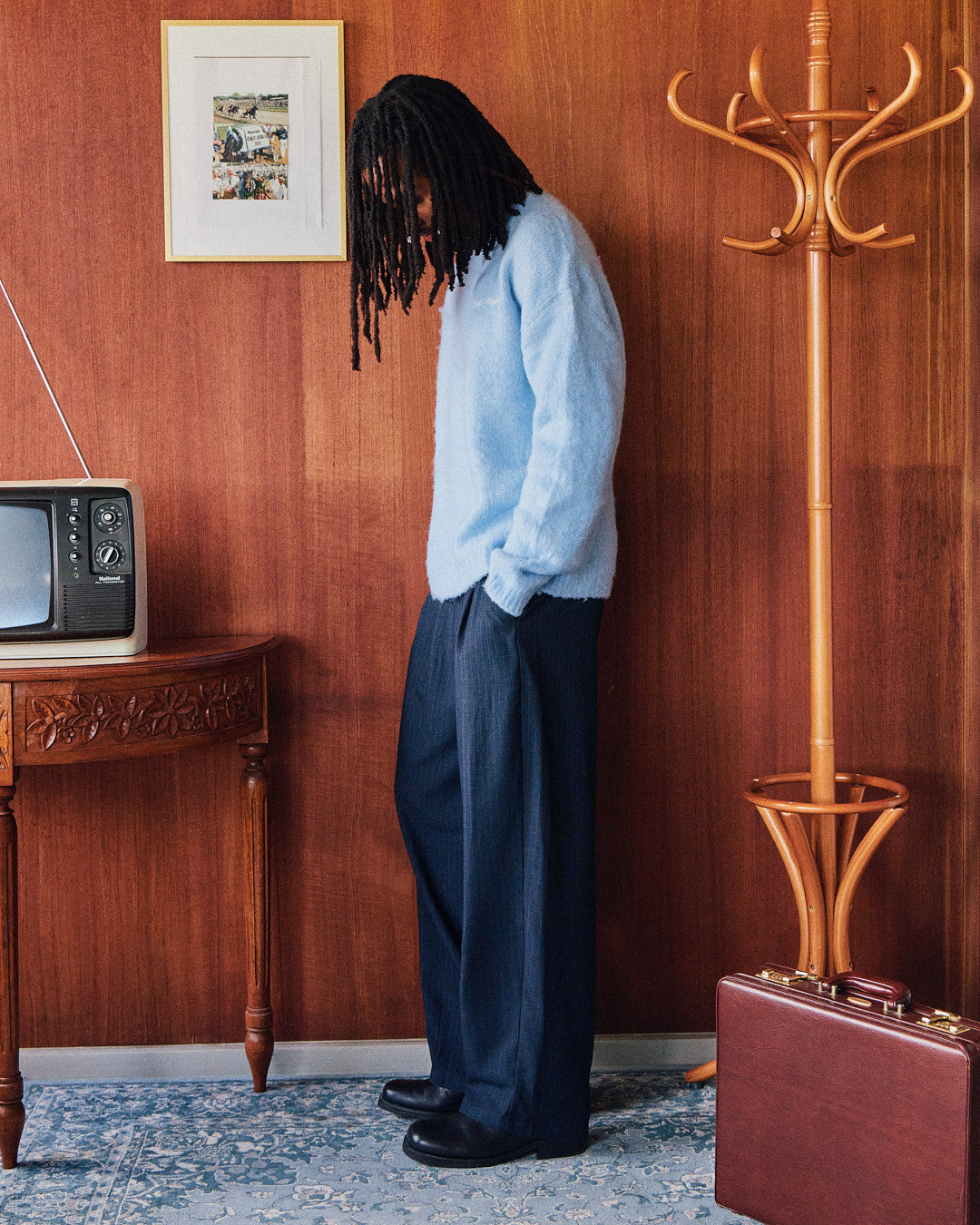 Relaxed Suit Pants - Navy Stripe