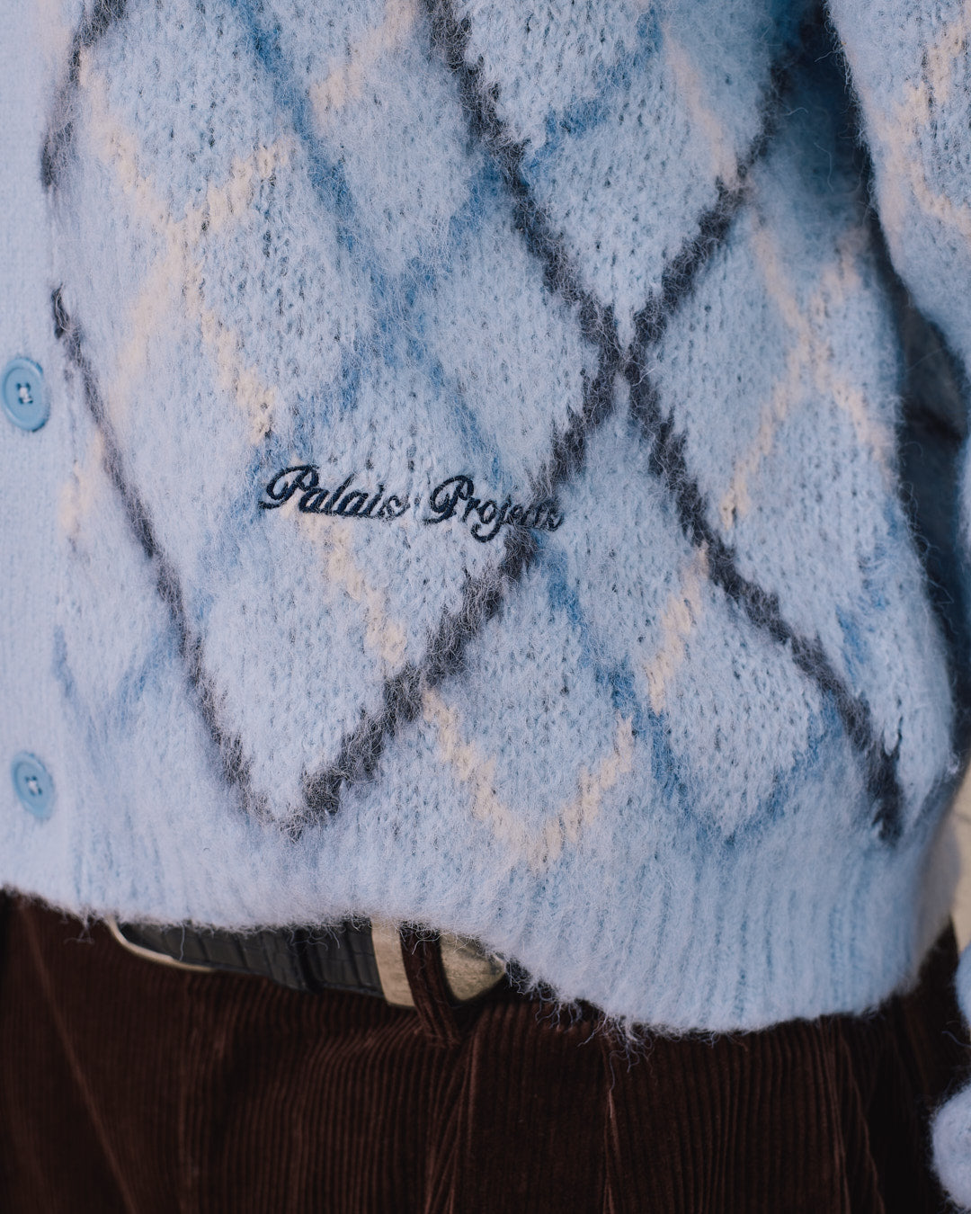Knit Cardigan - Blue Check