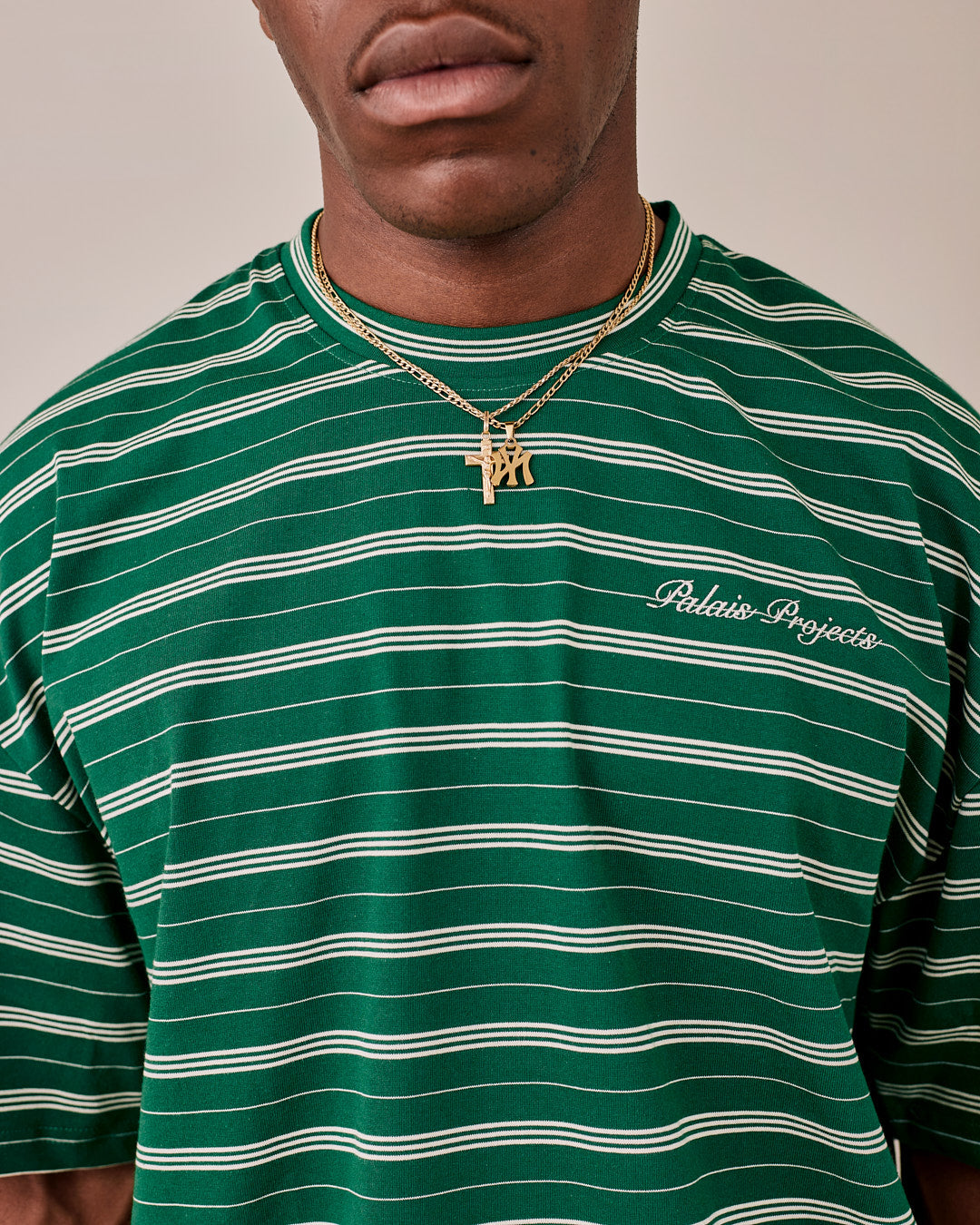 Boxy SS Tee - Green Stripe