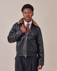 Pebbled Leather Jacket w. Fur Collar - Black