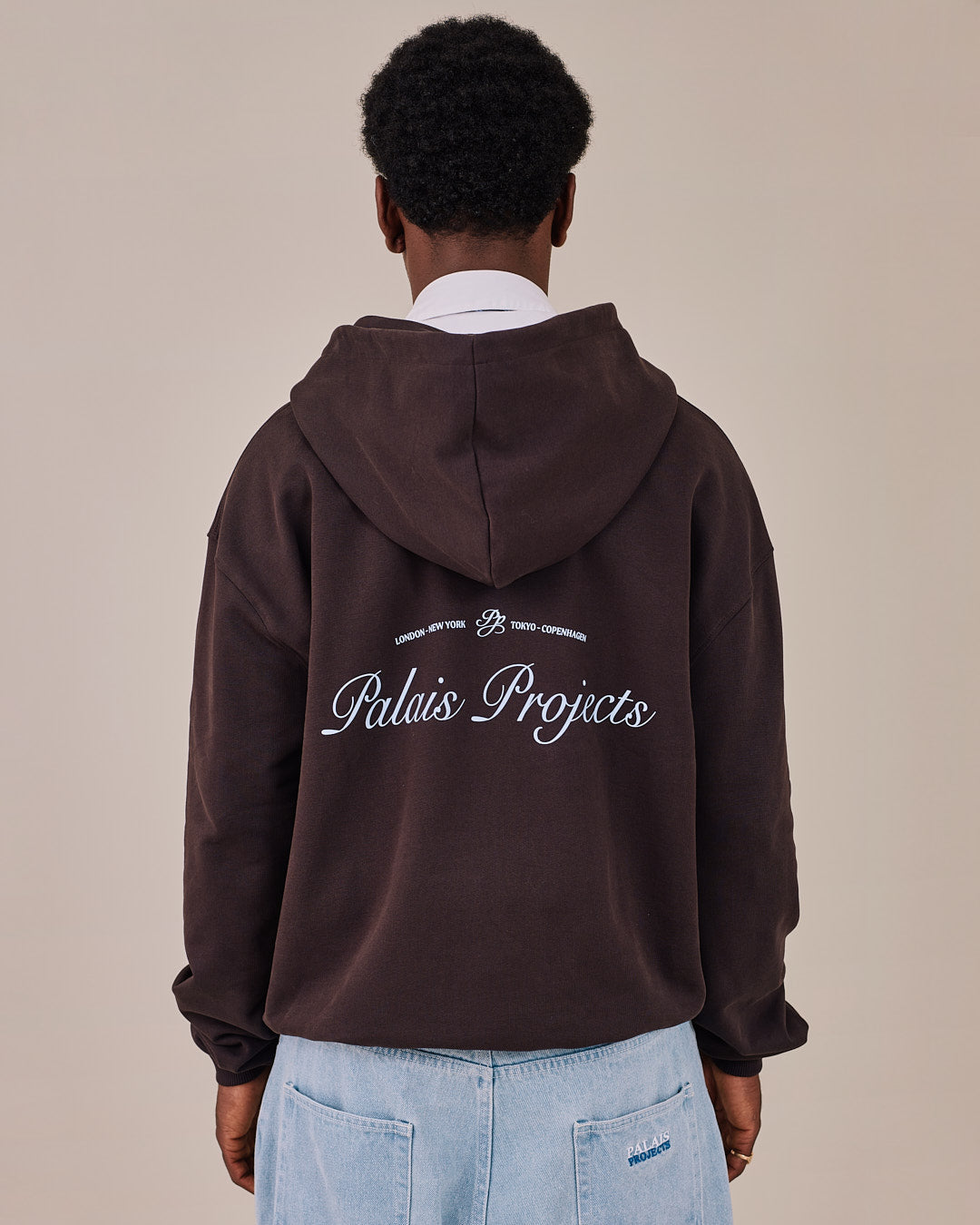 Box Fit Heavy World Tour Zip Hoodie - Mocha