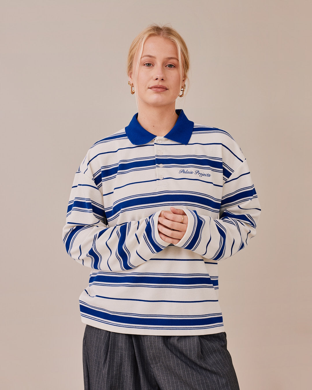 LS Polo Shirt - Blue/White Stripe