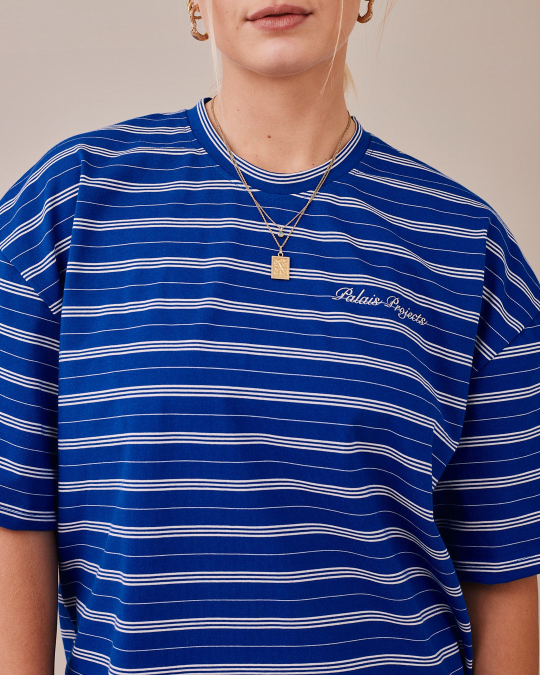 Boxy SS Tee - Blue Stripe