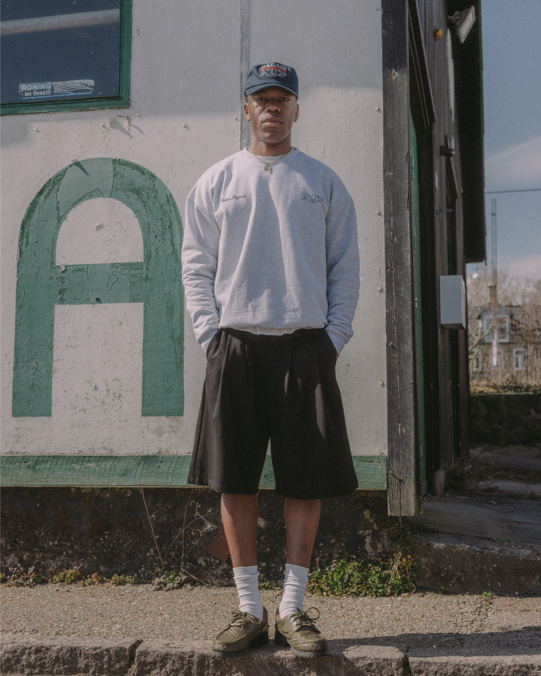 AGF x PALAIS Box Fit Heavy Crewneck  - Grey Melange