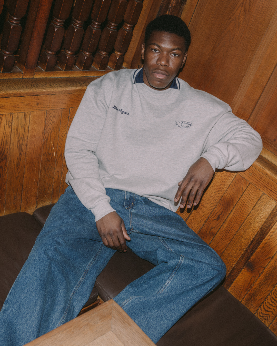 AGF x PALAIS Box Fit Heavy Crewneck  - Grey Melange