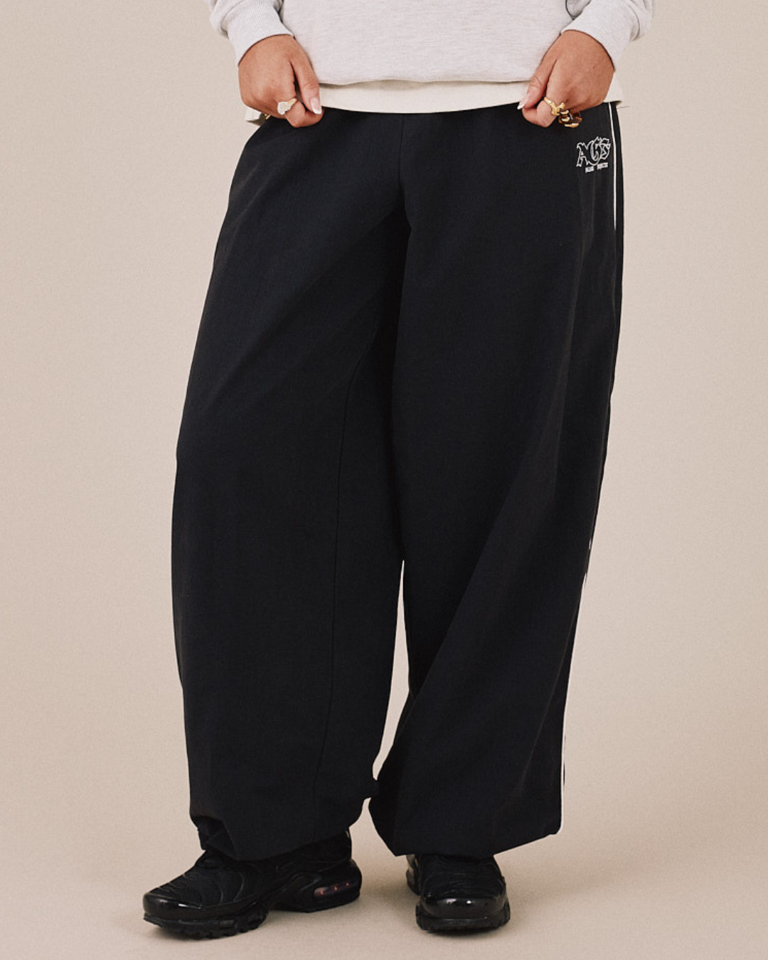 AGF x PALAIS Oversized Track Pants - Black