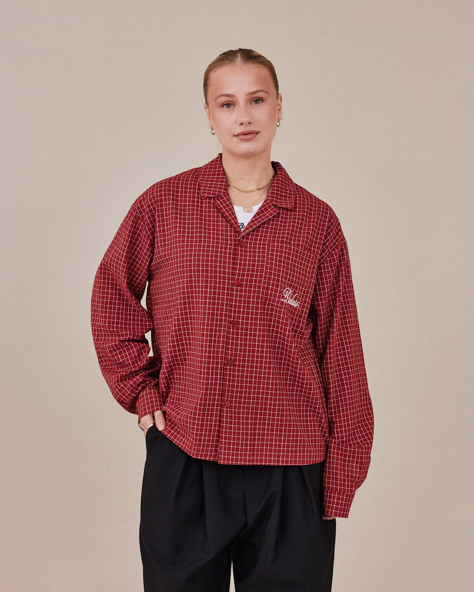 LS Checkered Feast Shirt - Red