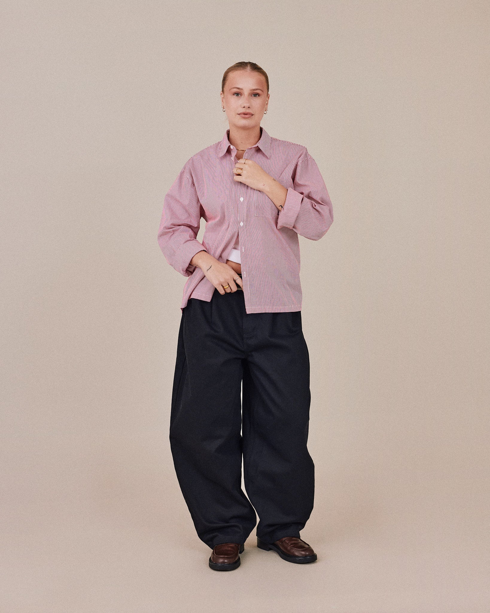 LS Striped Shirt - Red