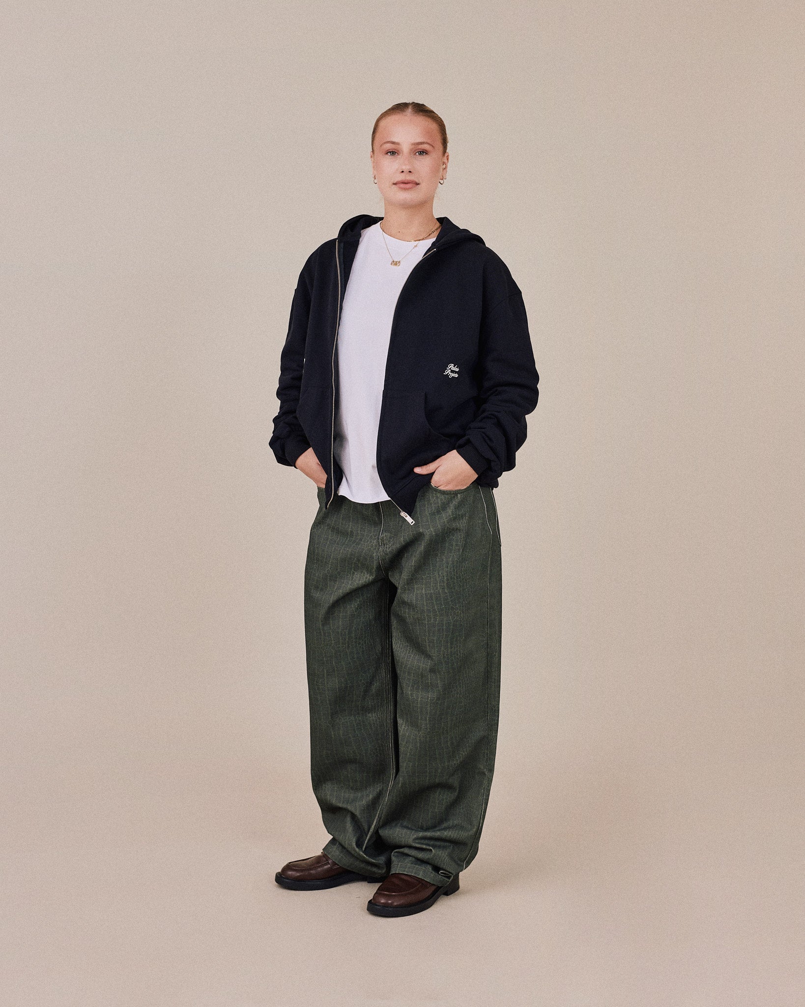 Baggy Canvas Pants - Green Croc
