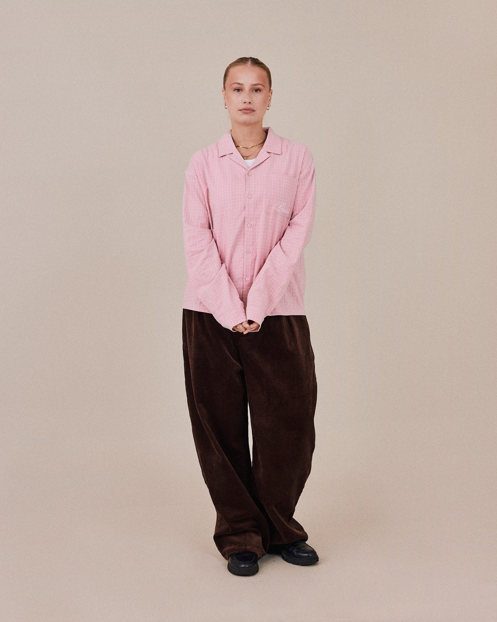 LS Checkered Feast Shirt - Pink