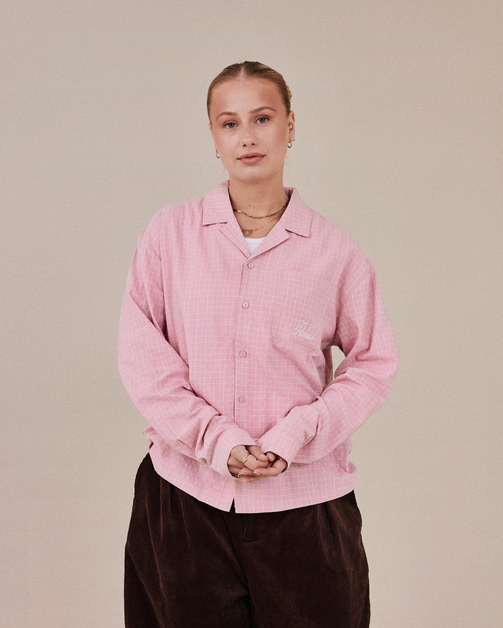 LS Checkered Feast Shirt - Pink