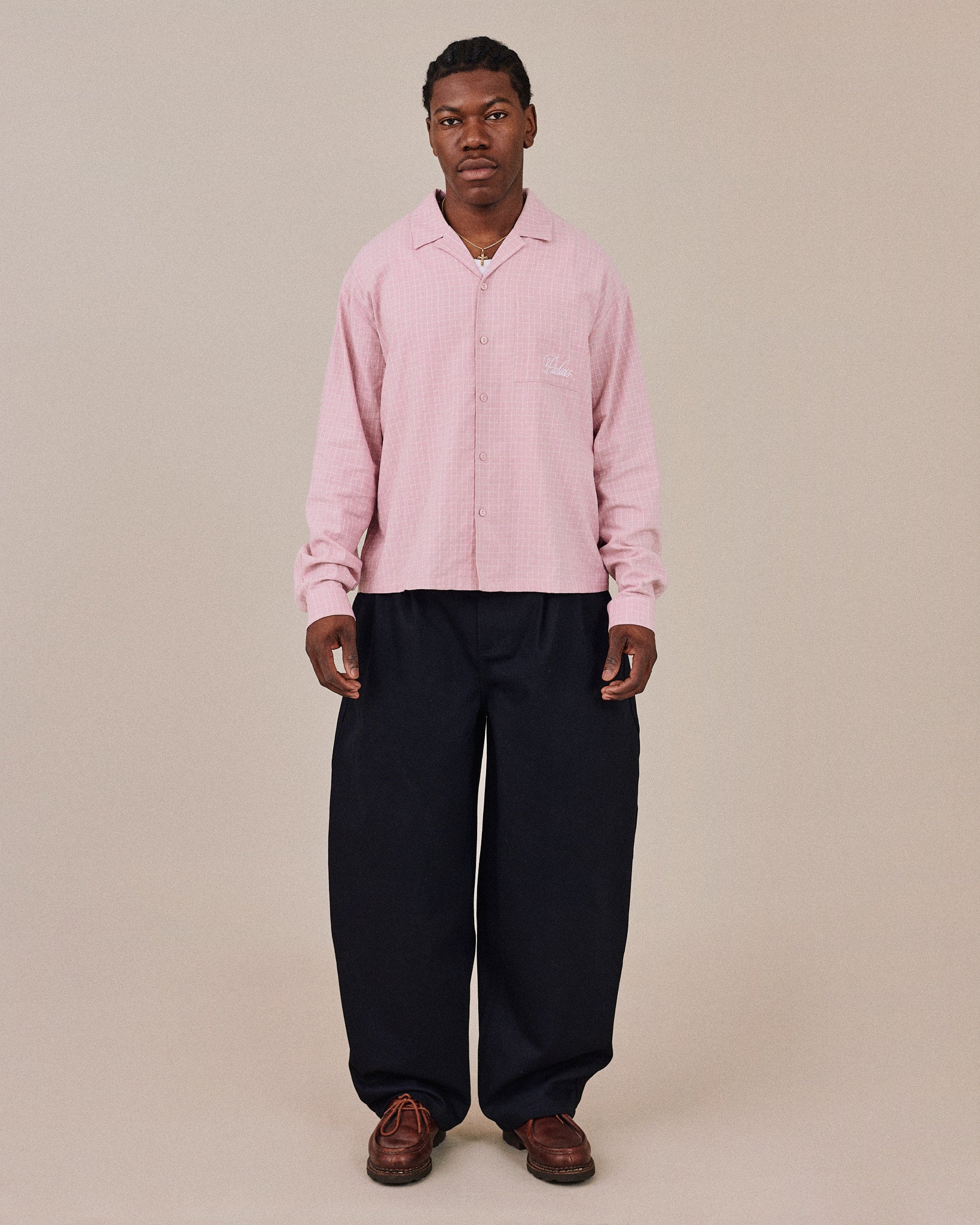 LS Checkered Feast Shirt - Pink