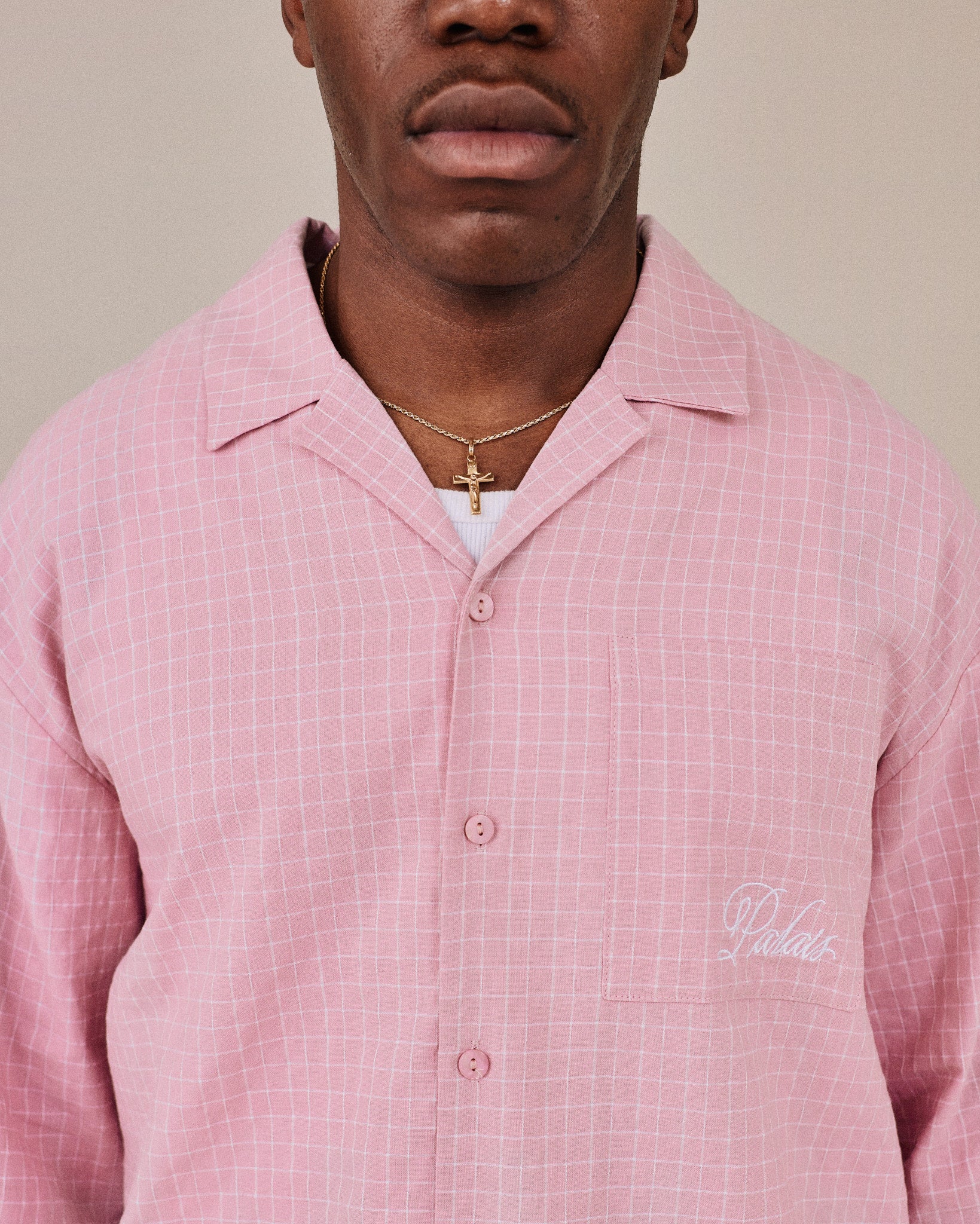 LS Checkered Feast Shirt - Pink