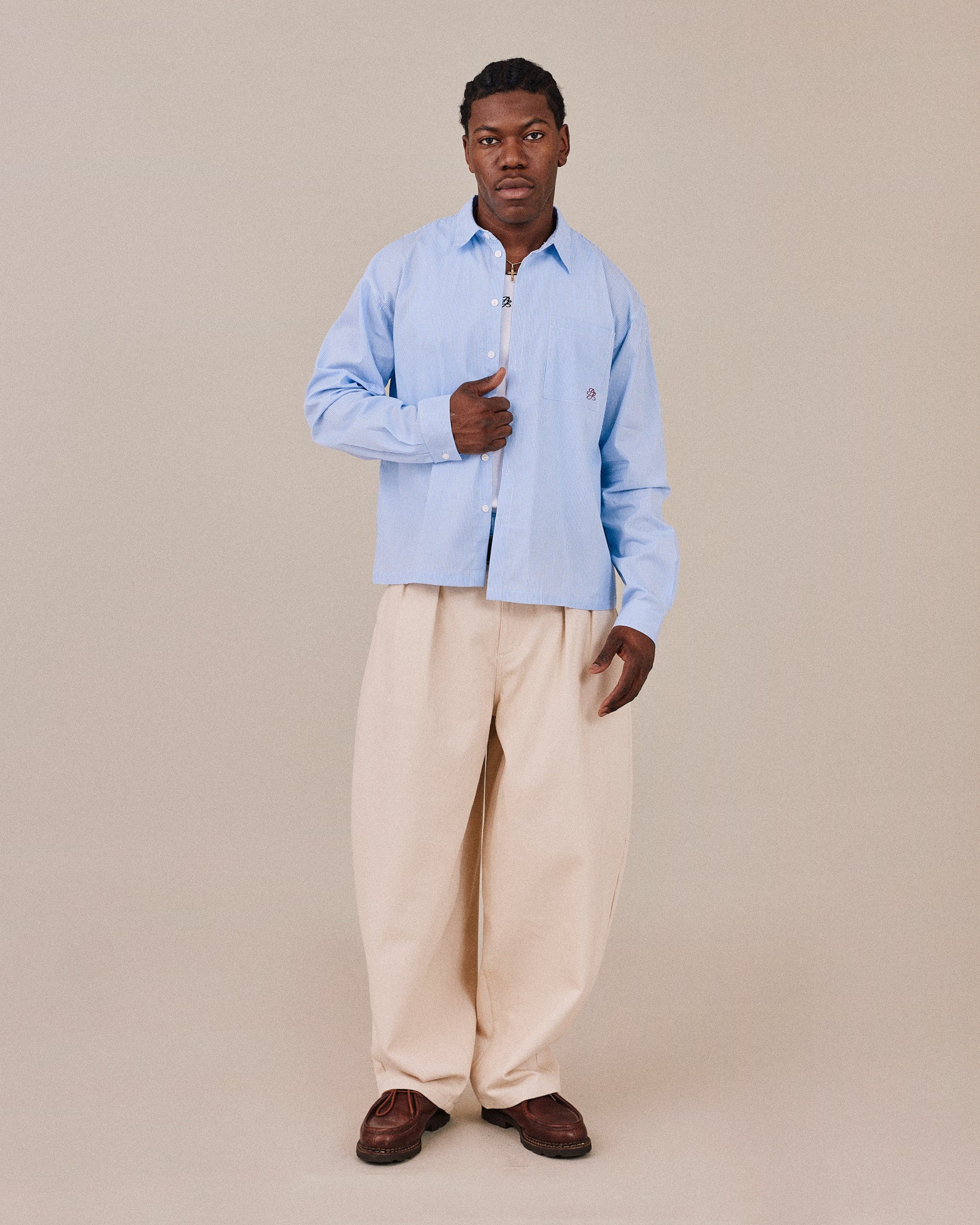 LS Striped Shirt - Light Blue