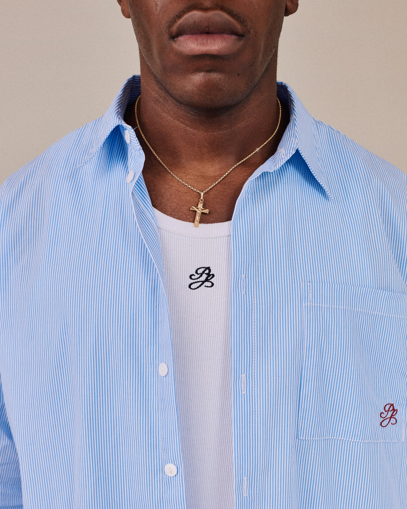 LS Striped Shirt - Light Blue