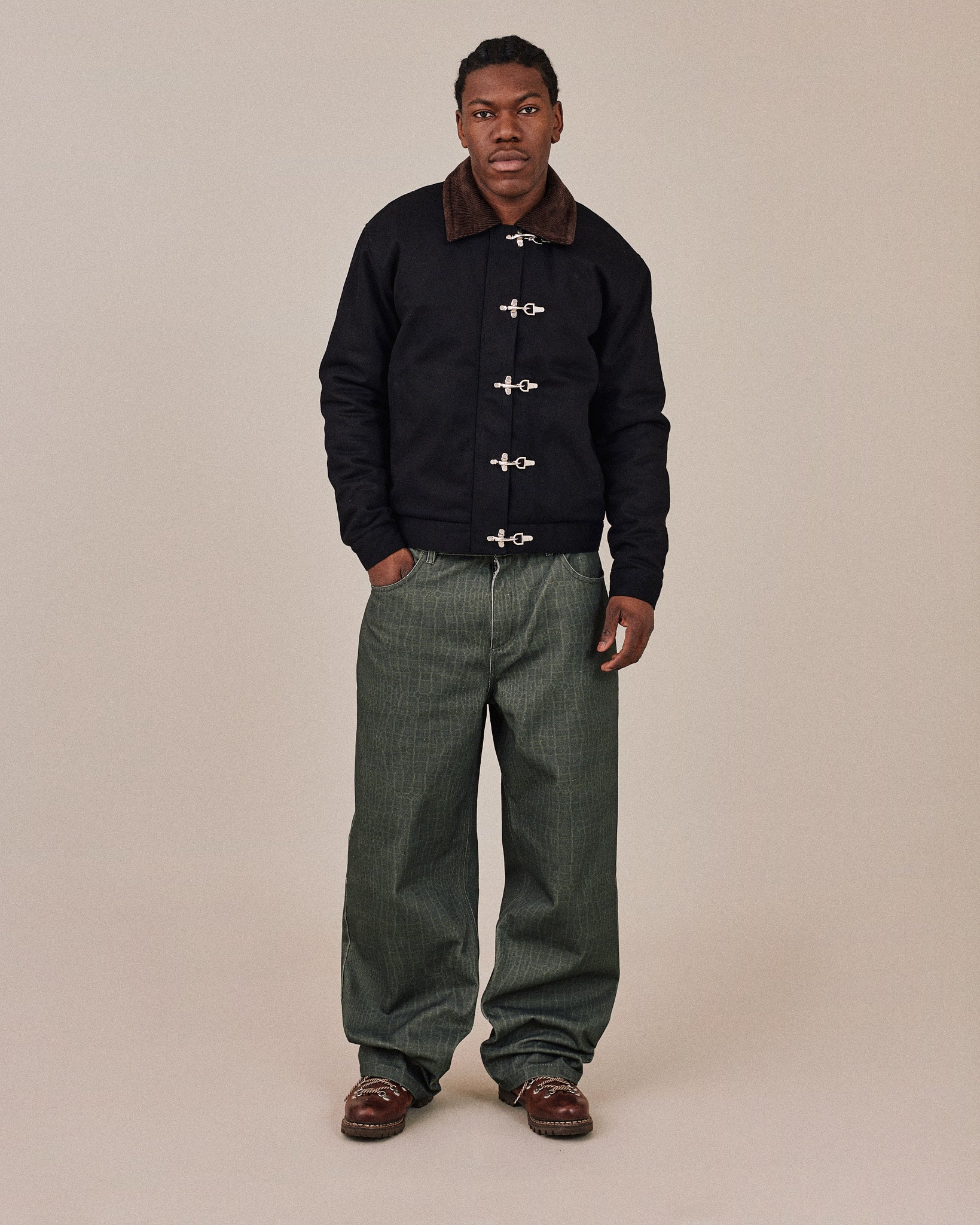 Baggy Canvas Pants - Green Croc