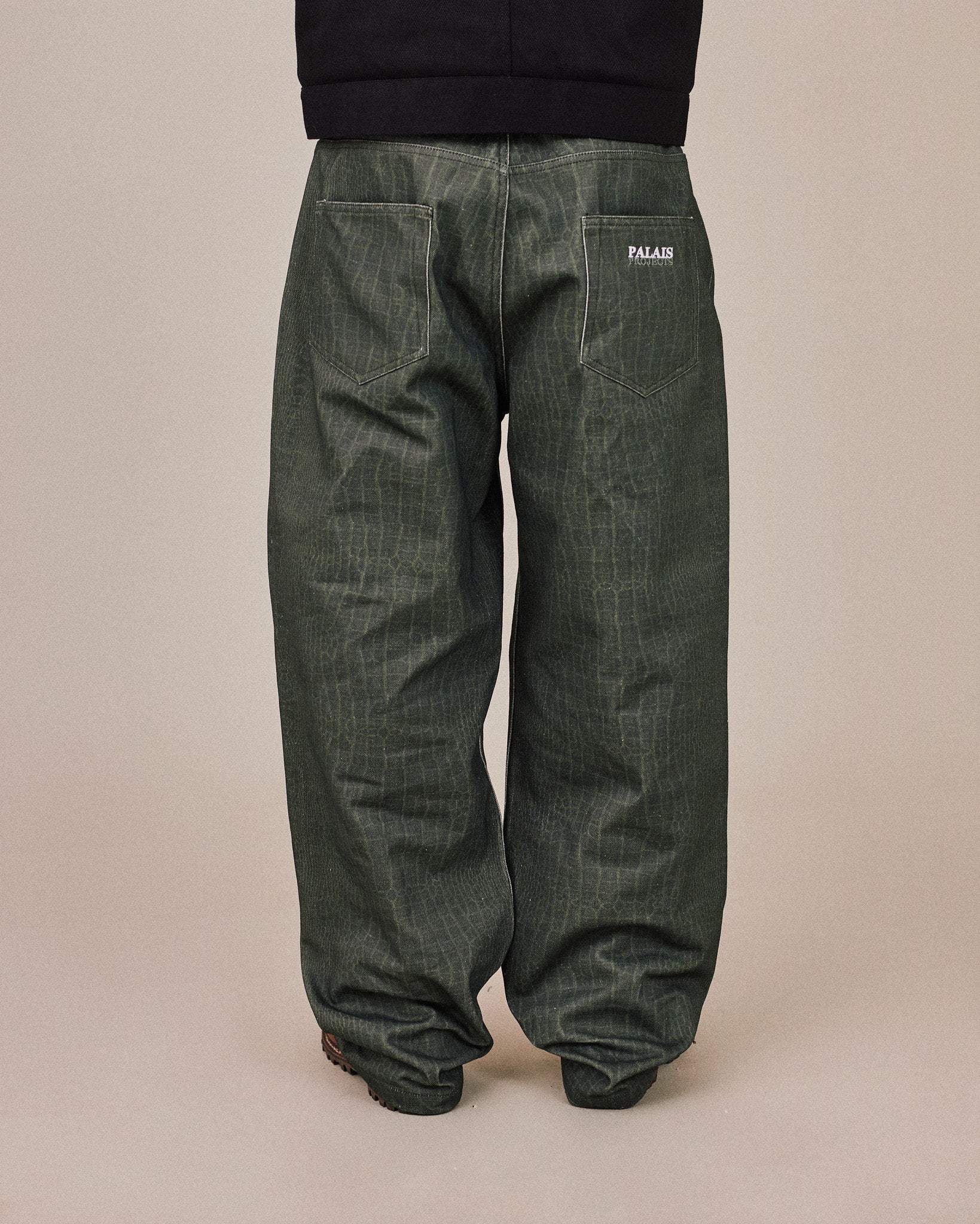 Baggy Canvas Pants - Green Croc