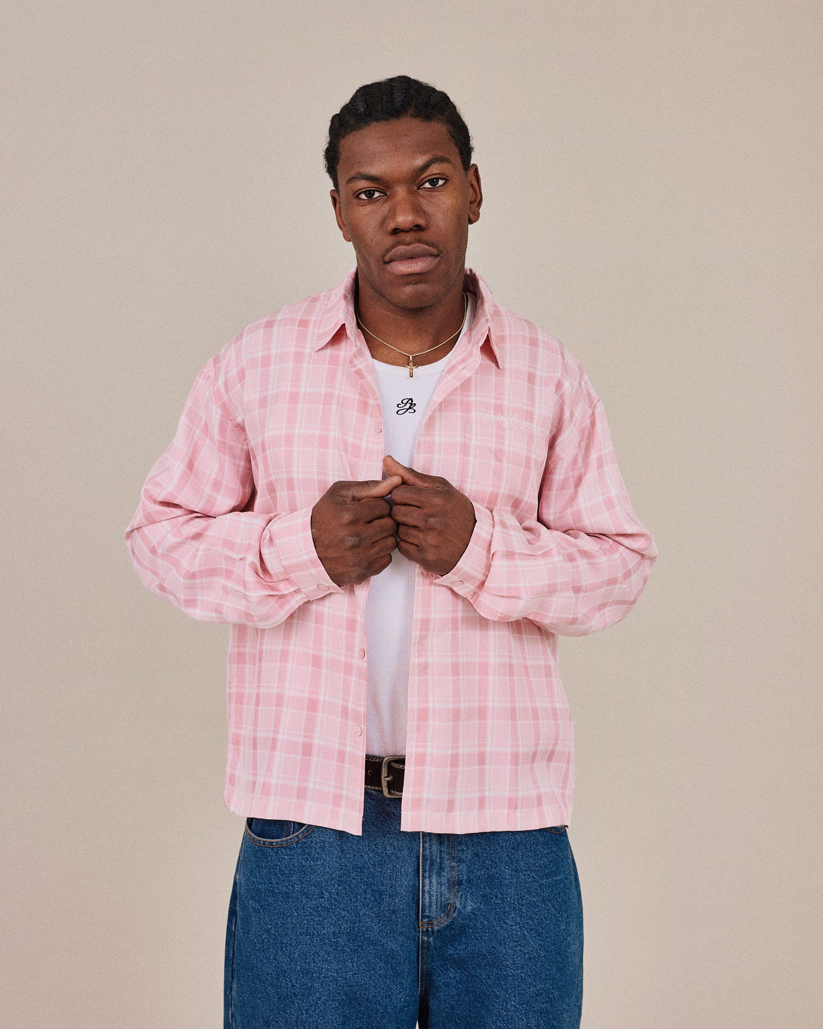 LS Checkered Shirt - Dusty Pink