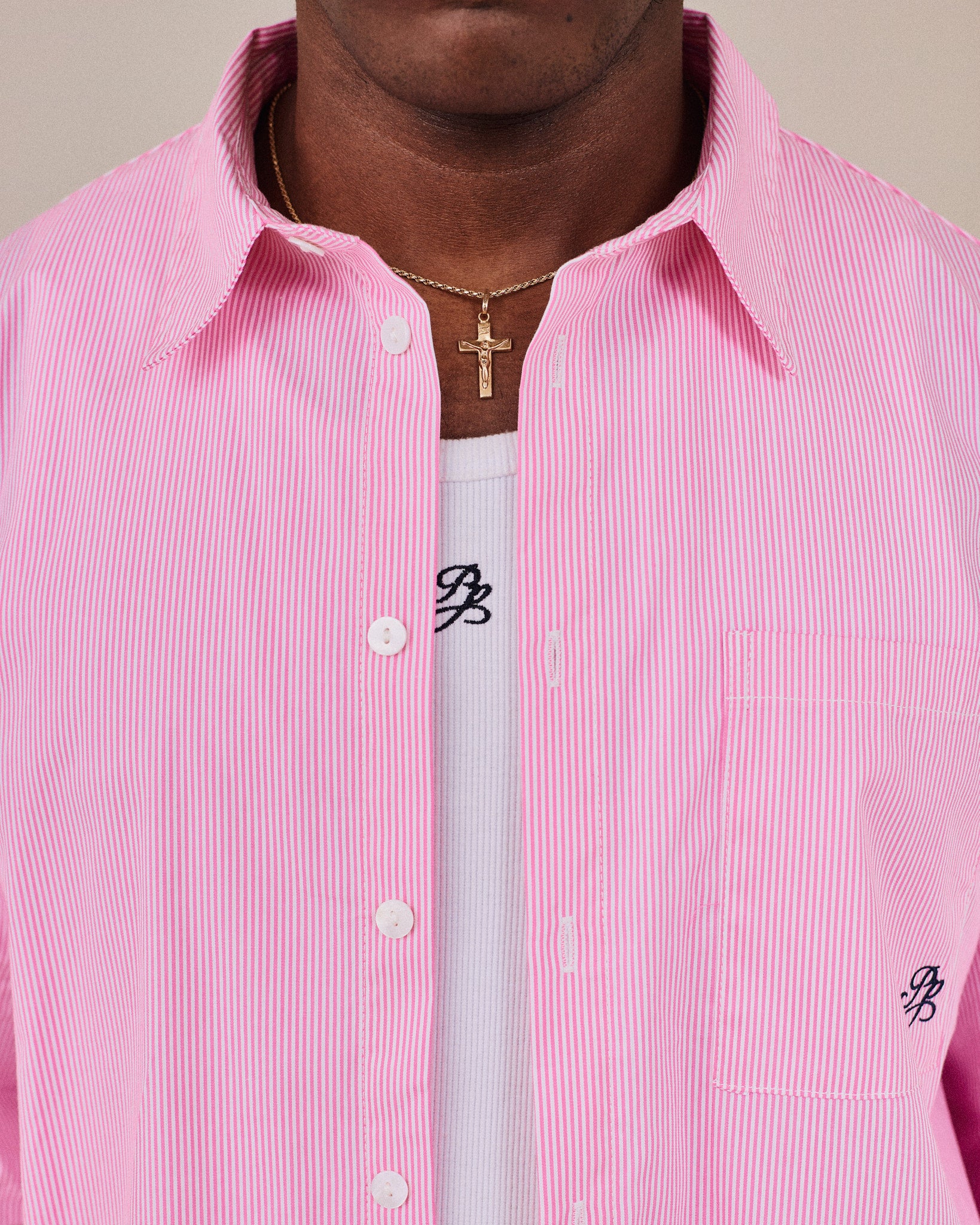 LS Striped Shirt - Pink