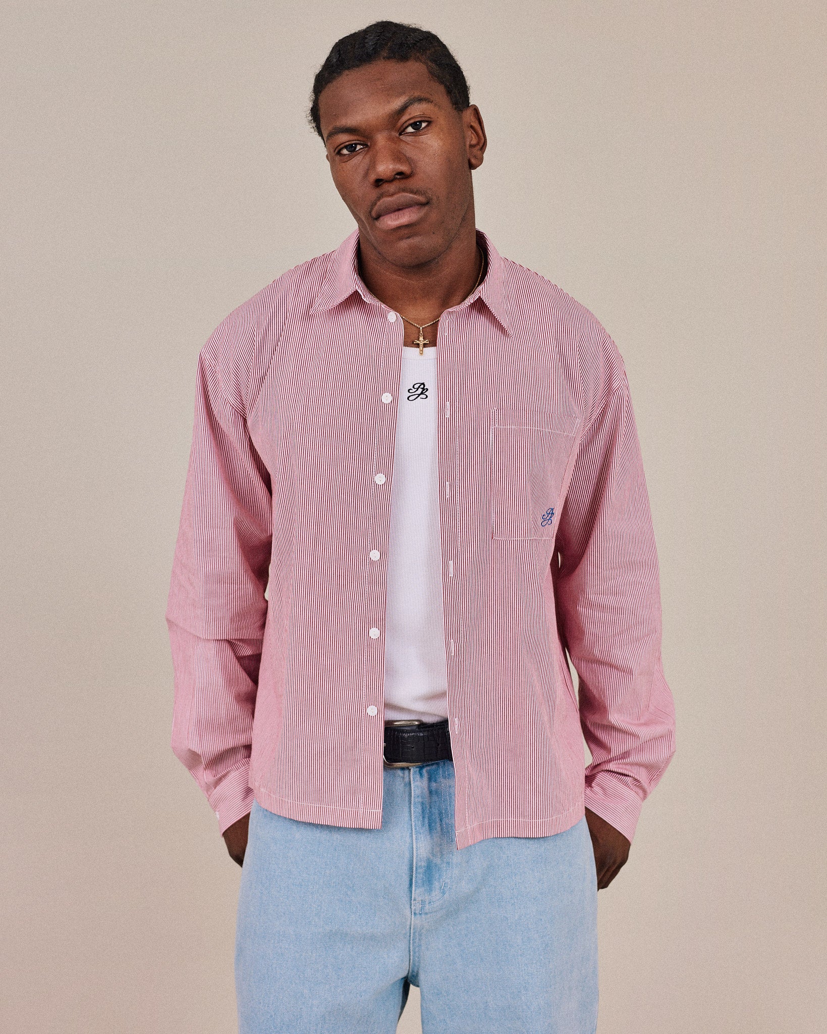 LS Striped Shirt - Red