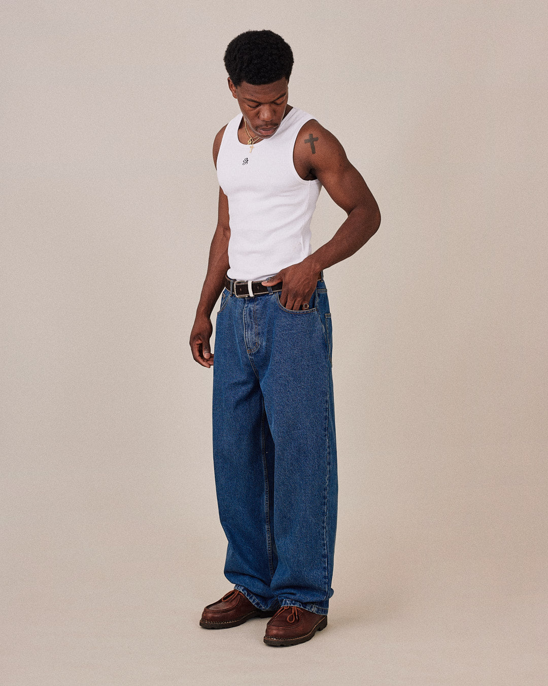 Baggy Denim Jeans - Mid Blue