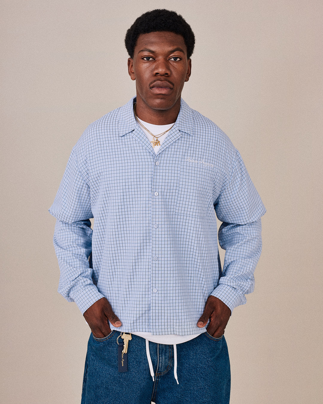 LS Checkered Shirt - Bright Blue