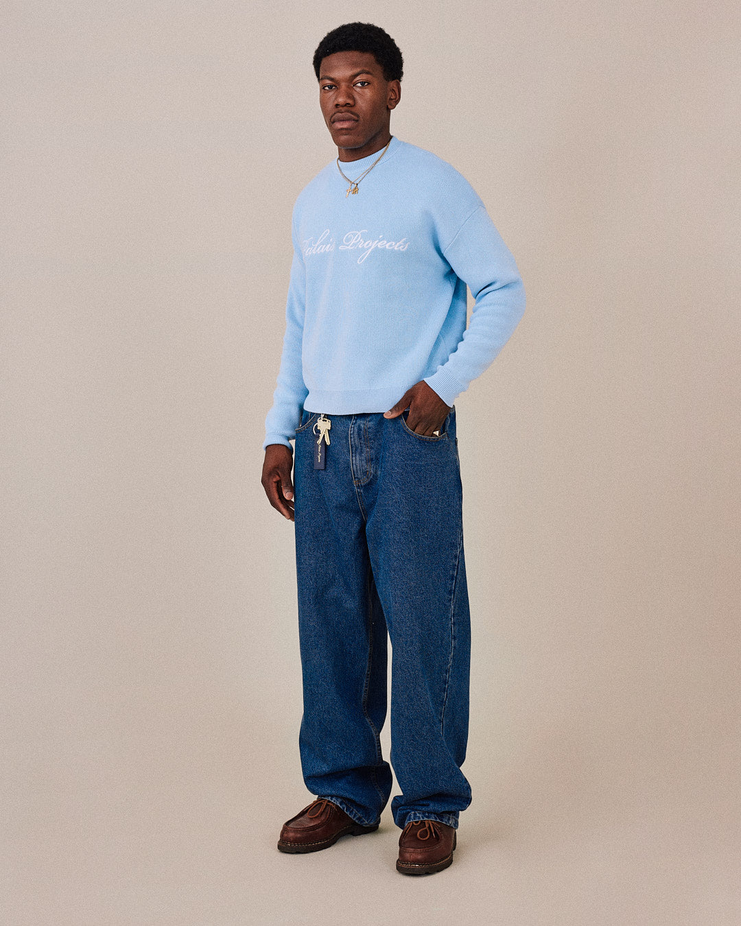 Single O Neck Knit - Baby Blue