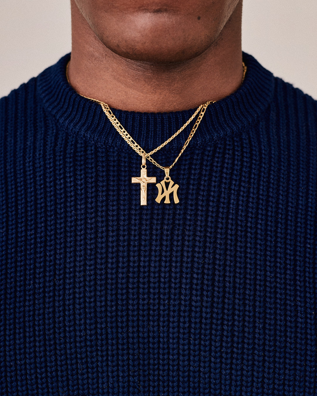 Fisherman O Neck Knit - Navy