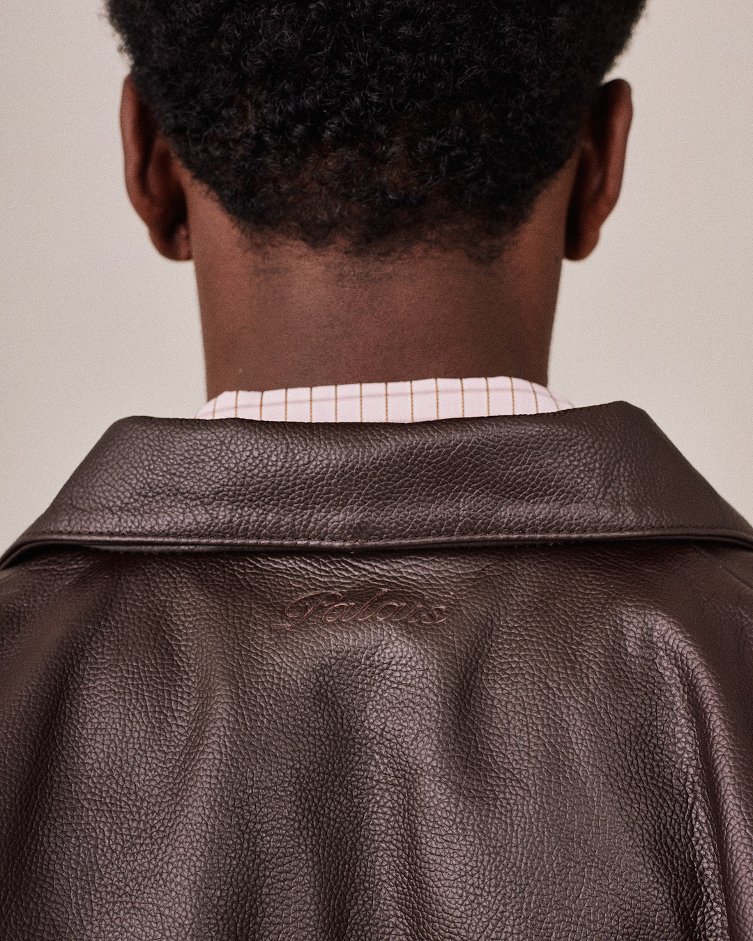 Pebbled Leather Jacket - Brown