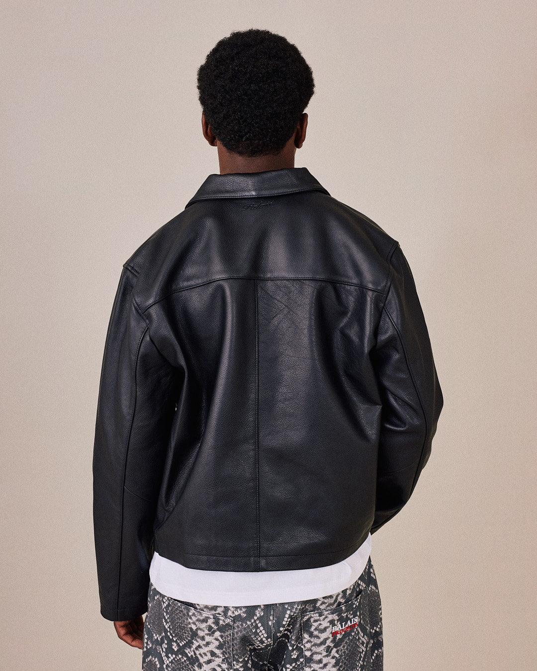 Pebbled Leather Jacket - Black